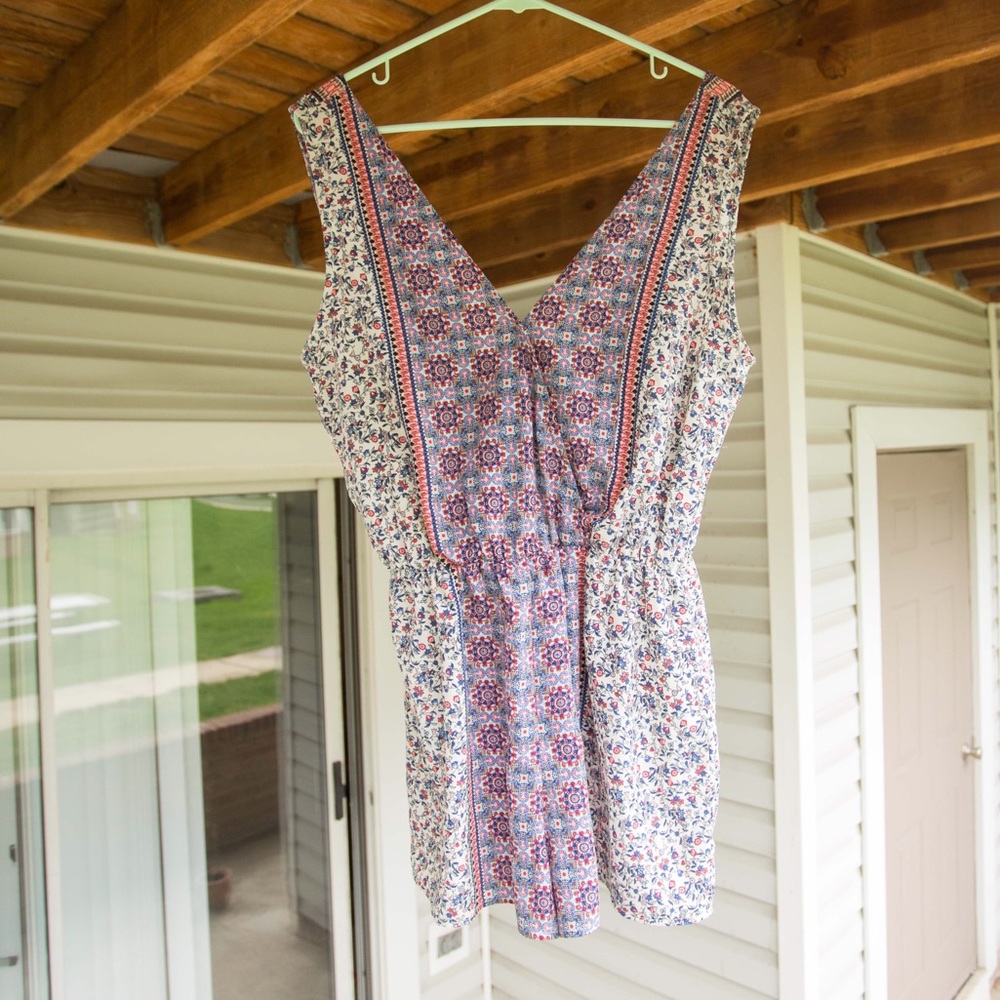 Lush floral print and mandala print romper